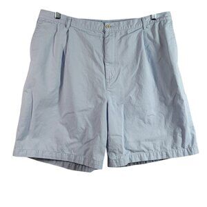 Lands' End Chino Shorts Blue SZ 20W Zip Pockets 8" Inseam Elastic Waist Cotton